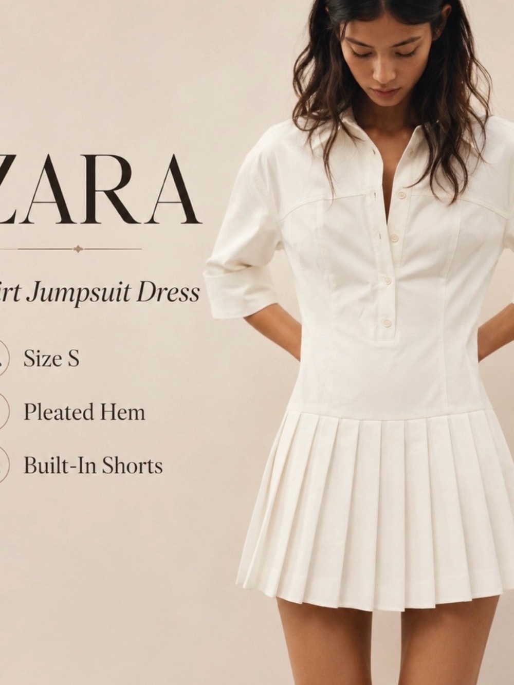 Zara White Shirt Jumpsuit Skort Dress